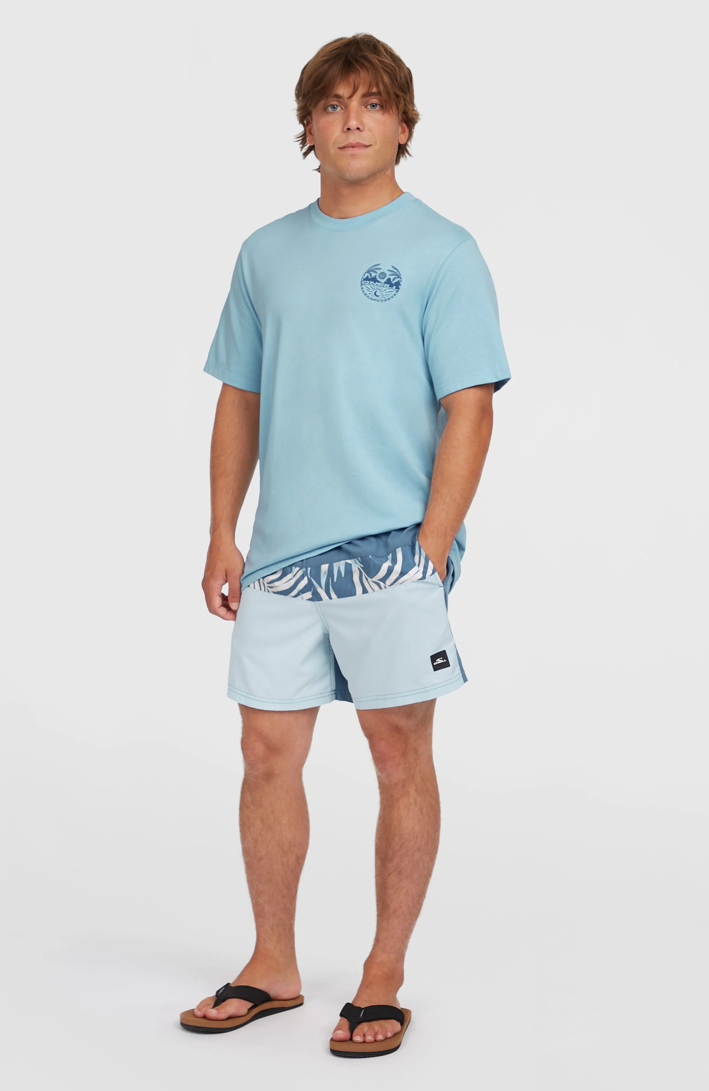 Cali Block 15'' Swim Shorts | Blue Dipped Leaves - Image 4